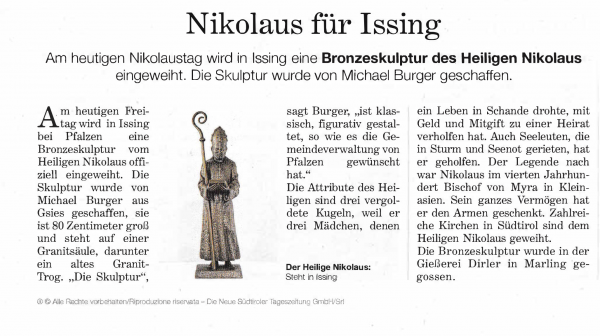 Bronzeskulptur vom Heiligen Nikolaus